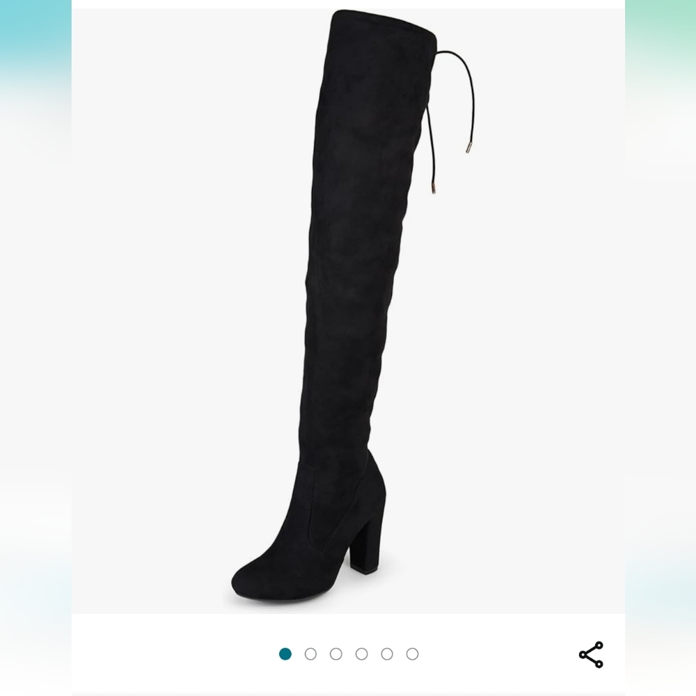 Journee Collection Maya Over Knee Black Suede boots sz 7 WIDE CALF